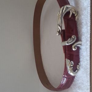 Coldwater Creek | Women's Red Crocodile Silvertone Hardware Belt Sz M
